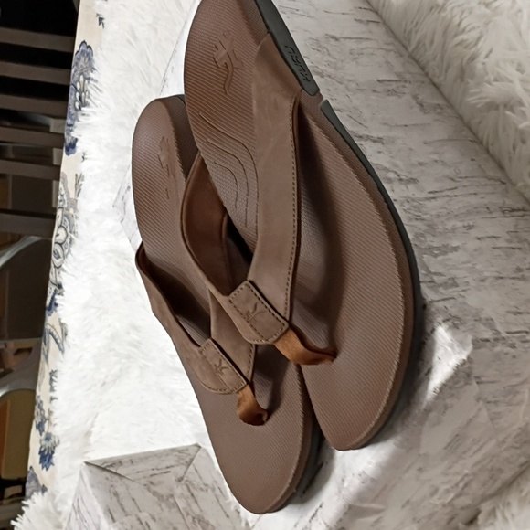 KURU Kayla 2 Brown Orthopedic Arch Support Flip-Flops with Black Sole Men\'s 12